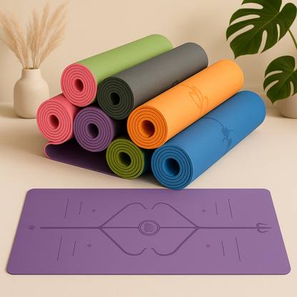Non-Slip Yoga Mat with Alignment Lines